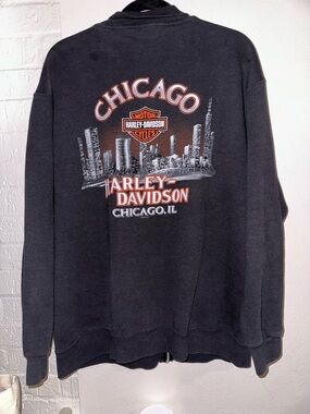 ‘05 Harley-Davidson Black Zip Front Logo Crewneck